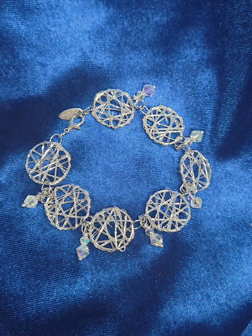4U By Chelle Silver Tone Wire-Wrapped Bracelet With Crystal Beads